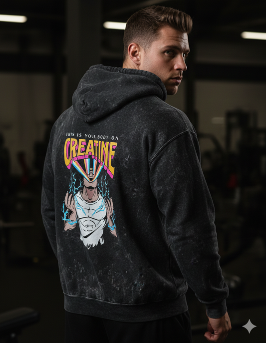 ACID WASH CREATINE HOODIE
