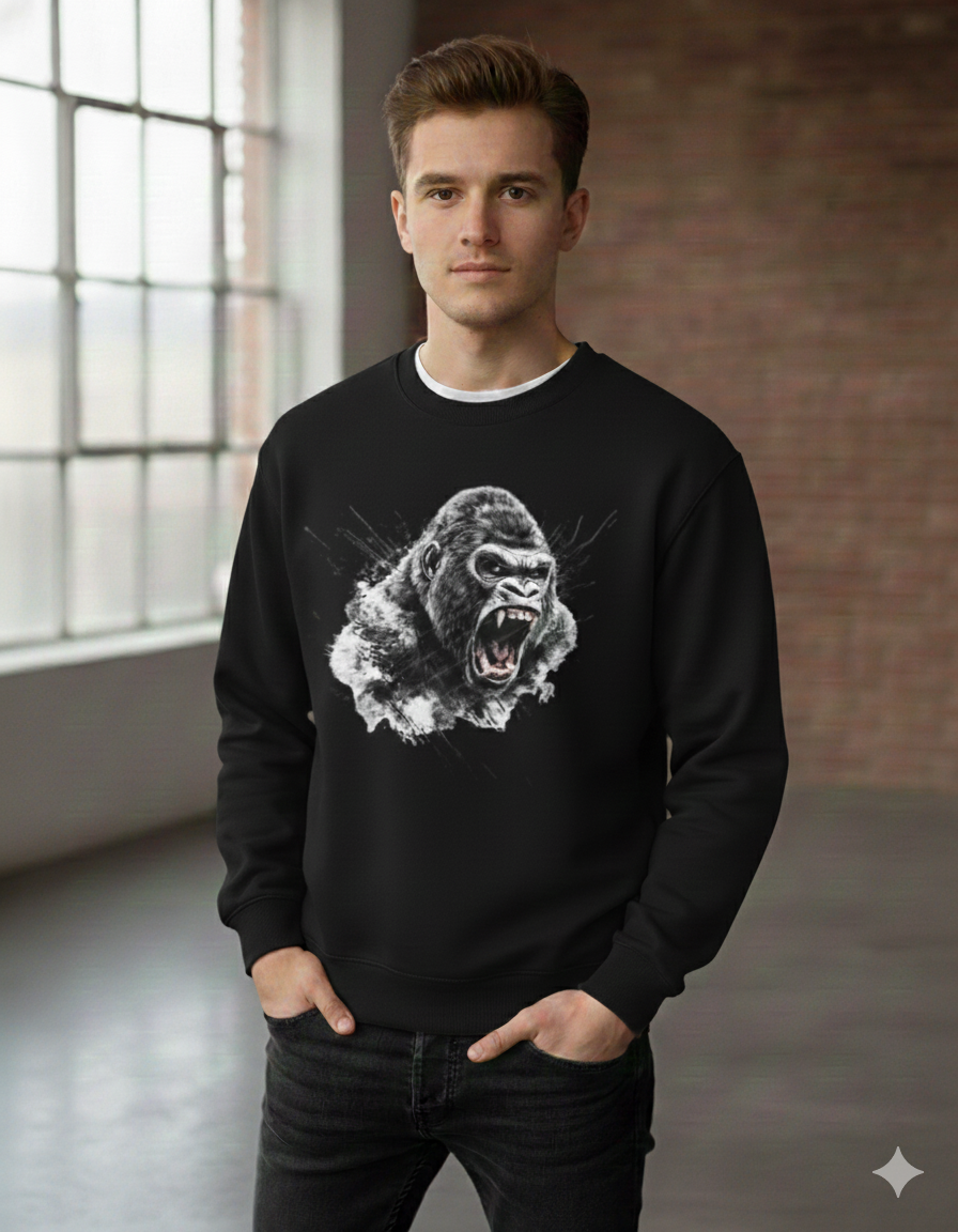 “Primal Gorilla” Graphic Oversized Sweatshirt